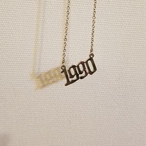 1990 Old English Gothic Font Birth Year Necklace
